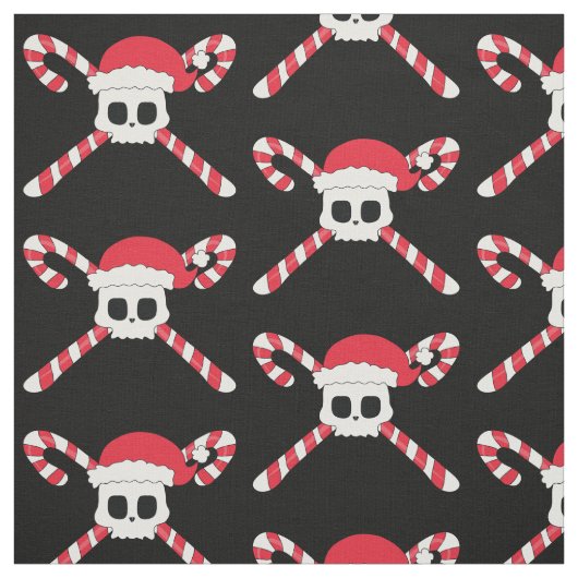 Kerst Candy Cane Pirate Skull Stof (Swatch)