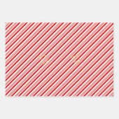 Kerst Candy Cane Rode Strepen Gouden Tekst Vakanti Inpakpapier Vel (Voorkant 3)