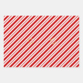 Kerst Candy Cane Rode Strepen Gouden Tekst Vakanti Inpakpapier Vel (Voorkant 2)