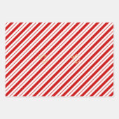 Kerst Candy Cane Rode Strepen Gouden Tekst Vakanti Inpakpapier Vel (Voorkant)