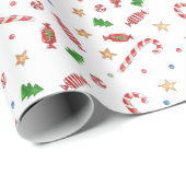 Kerst Candy Cane Stars Waterverf Vakantie Cadeaupapier (Rol Hoek)