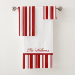 Kerst Candy Cane Stripe gepersonaliseerde handdoek