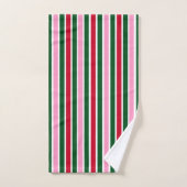 Kerst Candy Cane Stripes in Roze Groen en Rood Bad Handdoek (Handdoek)