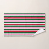 Kerst Candy Cane Stripes in Roze Groen en Rood Bad Handdoek (Handdoek)