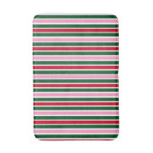 Kerst Candy Cane Stripes in Roze Groen en Rood Badmat (Voorkant Verticaal)