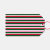 Kerst Candy Cane Stripes in Roze Groen en Rood Cadeaulabel (Voorkant (Horizontaal))