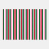 Kerst Candy Cane Stripes in Roze Groen en Rood Inpakpapier Vel (Voorkant 3)