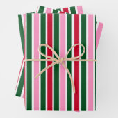 Kerst Candy Cane Stripes in Roze Groen en Rood Inpakpapier Vel (In situ)