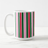 Kerst Candy Cane Stripes in Roze Groen en Rood Koffiemok (Links)