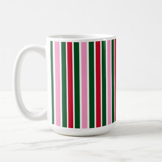 Kerst Candy Cane Stripes in Roze Groen en Rood Koffiemok (Links)