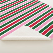 Kerst Candy Cane Stripes in Roze Groen en Rood Sherpa Deken (3/4)