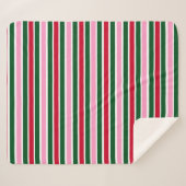 Kerst Candy Cane Stripes in Roze Groen en Rood Sherpa Deken (Voorkant (horizontaal))