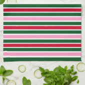 Kerst Candy Cane Stripes in Roze Groen en Rood Theedoek (Gevouwen)