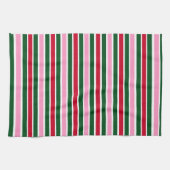 Kerst Candy Cane Stripes in Roze Groen en Rood Theedoek (Horizontaal)