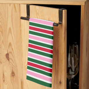 Kerst Candy Cane Stripes in Roze Groen en Rood Theedoek