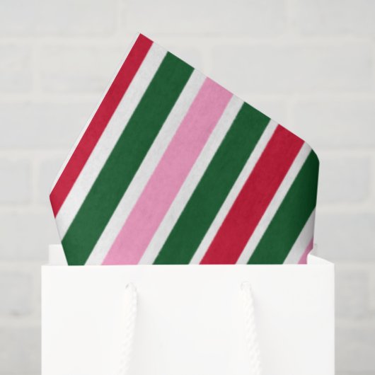 Kerst Candy Cane Stripes in Roze Groen en Rood Tissuepapier (Cadeauzakje)