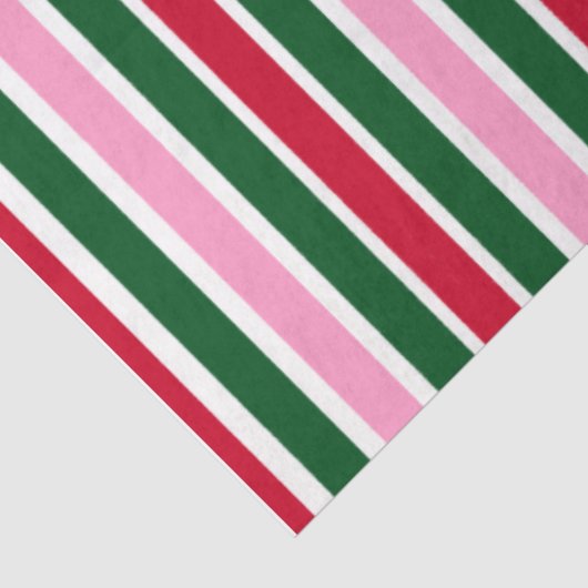Kerst Candy Cane Stripes in Roze Groen en Rood Tissuepapier (Detail)