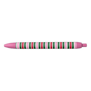 Kerst Candy Cane Stripes in Roze Groen en Rood Zwarte Inkt Pen