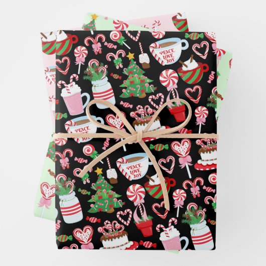 Kerst Candy Cane Sweets Patronen Inpakpapier Vel (In situ)