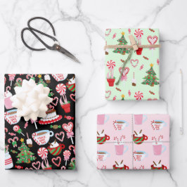 Kerst Candy Cane Sweets Patronen Inpakpapier Vel