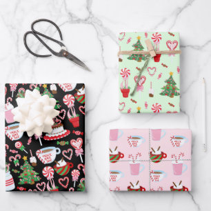 Kerst Candy Cane Sweets Patronen Inpakpapier Vel