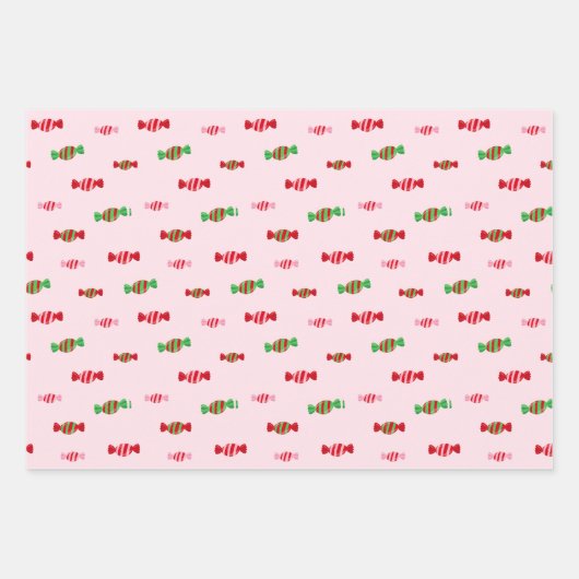 Kerst Candy Cane Sweets Patronen Inpakpapier Vel (Voorkant 3)