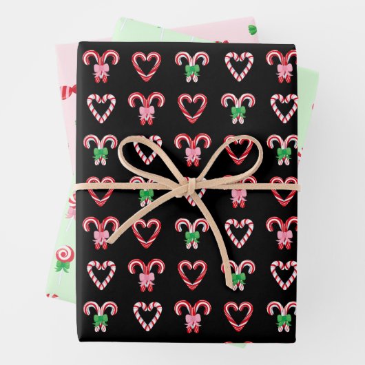 Kerst Candy Cane Sweets Patronen Inpakpapier Vel (In situ)
