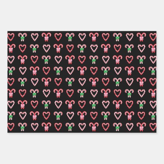 Kerst Candy Cane Sweets Patronen Inpakpapier Vel (Voorkant)