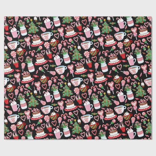 Kerst Candy Cane Sweets Patroon Cadeaupapier (Vlak)