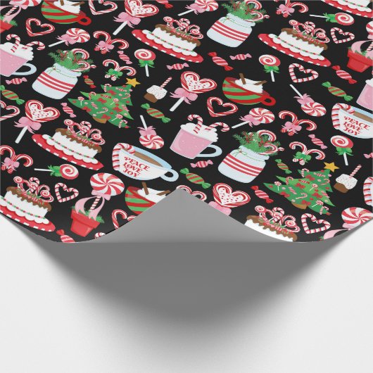 Kerst Candy Cane Sweets Patroon Cadeaupapier (Hoek)