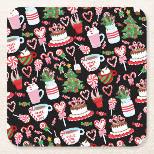 Kerst Candy Cane Sweets Patroon Kartonnen Onderzetters