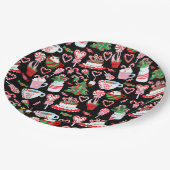 Kerst Candy Cane Sweets Patroon Papieren Bordje (Gekanteld)