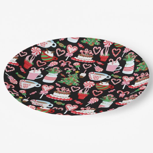 Kerst Candy Cane Sweets Patroon Papieren Bordje (Gekanteld)