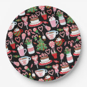 Kerst Candy Cane Sweets Patroon Papieren Bordje (Voorkant)