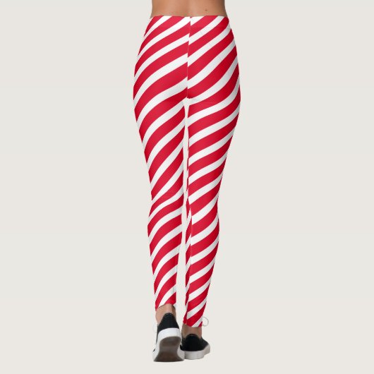 Kerst Candy Cane Vakantie gestript patroon Leggings (Achterkant)