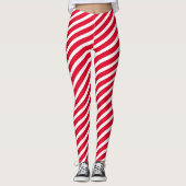 Kerst Candy Cane Vakantie gestript patroon Leggings (Voorkant)