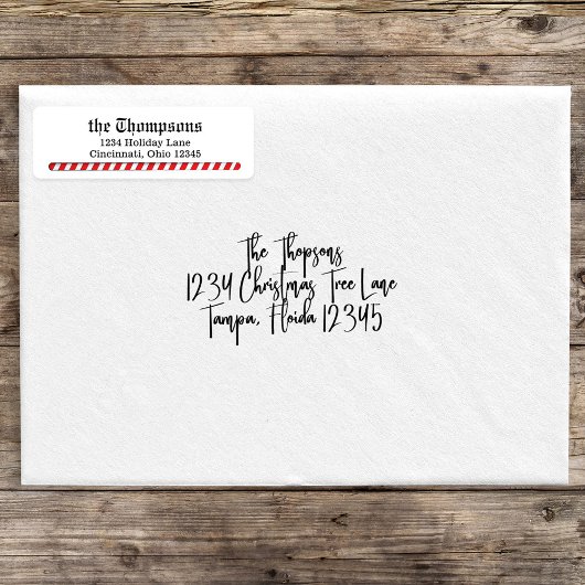 Kerst Candy Cane Whimsical retour adres Etiket