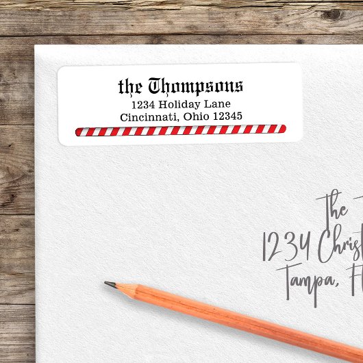 Kerst Candy Cane Whimsical retour adres Etiket