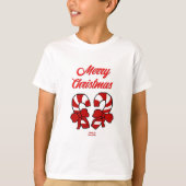 Kerst Candy Canes Jongens Wit Basic T Shirt (Voorkant)