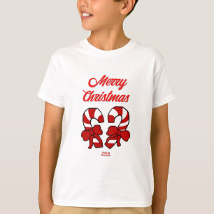 Kerst Candy Canes Jongens Wit Basic T Shirt
