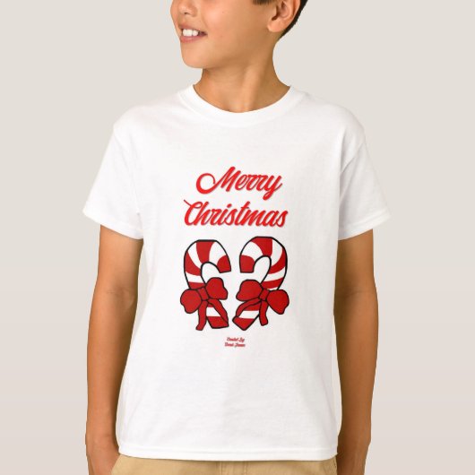 Kerst Candy Canes Jongens Wit Basic T Shirt (Voorkant)