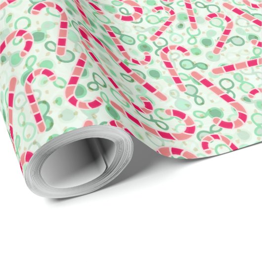 Kerst-Candy Canes op Paisley Textuur Cadeaupapier (Rol Hoek)