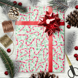 Kerst-Candy Canes op Paisley Textuur Inpakpapier Vel