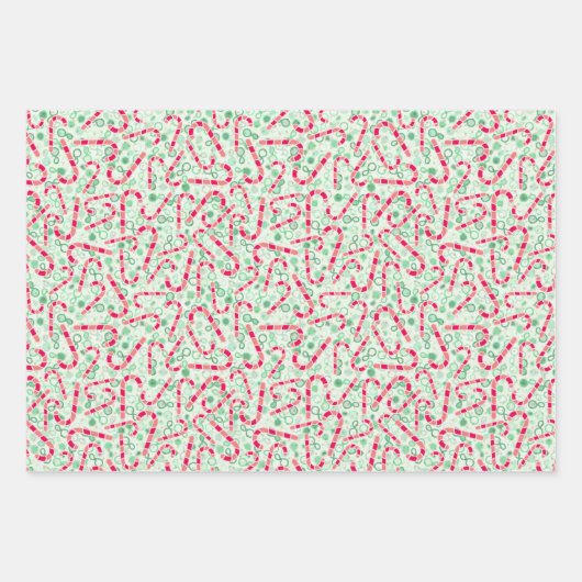 Kerst-Candy Canes op Paisley Textuur Inpakpapier Vel (Voorkant)
