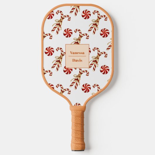 Kerst Candy Canes Speciale aangepaste naam Pickleball Paddle (Voorkant)