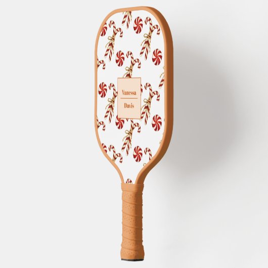 Kerst Candy Canes Speciale aangepaste naam Pickleball Paddle (Links)