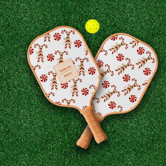 Kerst Candy Canes Speciale aangepaste naam Pickleball Paddle