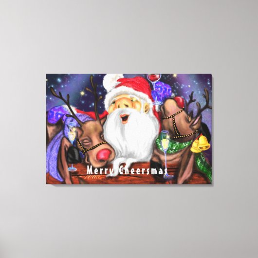 Kerst Canvas Print Sinterklaas en Rendieren (Voorkant)