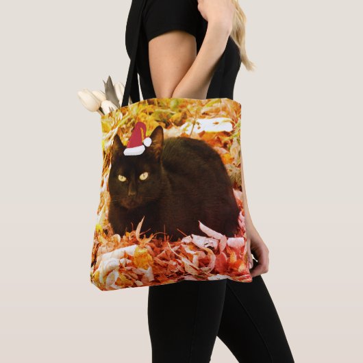 Kerst Canvas tas Black Cat (Dichtbij)