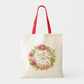 Kerst Canvas tas Bloemen Waterverf krans (Voorkant)